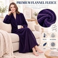 thumbnail image 3 of Robes for Women, LOFIR Long Womens Robes, Cozy Soft Fluffy Fleece Front Zipper Robe, Warm Plush Winter Bathrobe with Side Pockets, Purple, M, 3 of 8