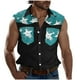 thumbnail image 1 of Camisas de Cuello para Hombres, Moda Casual Día de la Independencia Imprimir Turndown Bolsillos sin Mangas Tanque Deportivo, 1 of 5