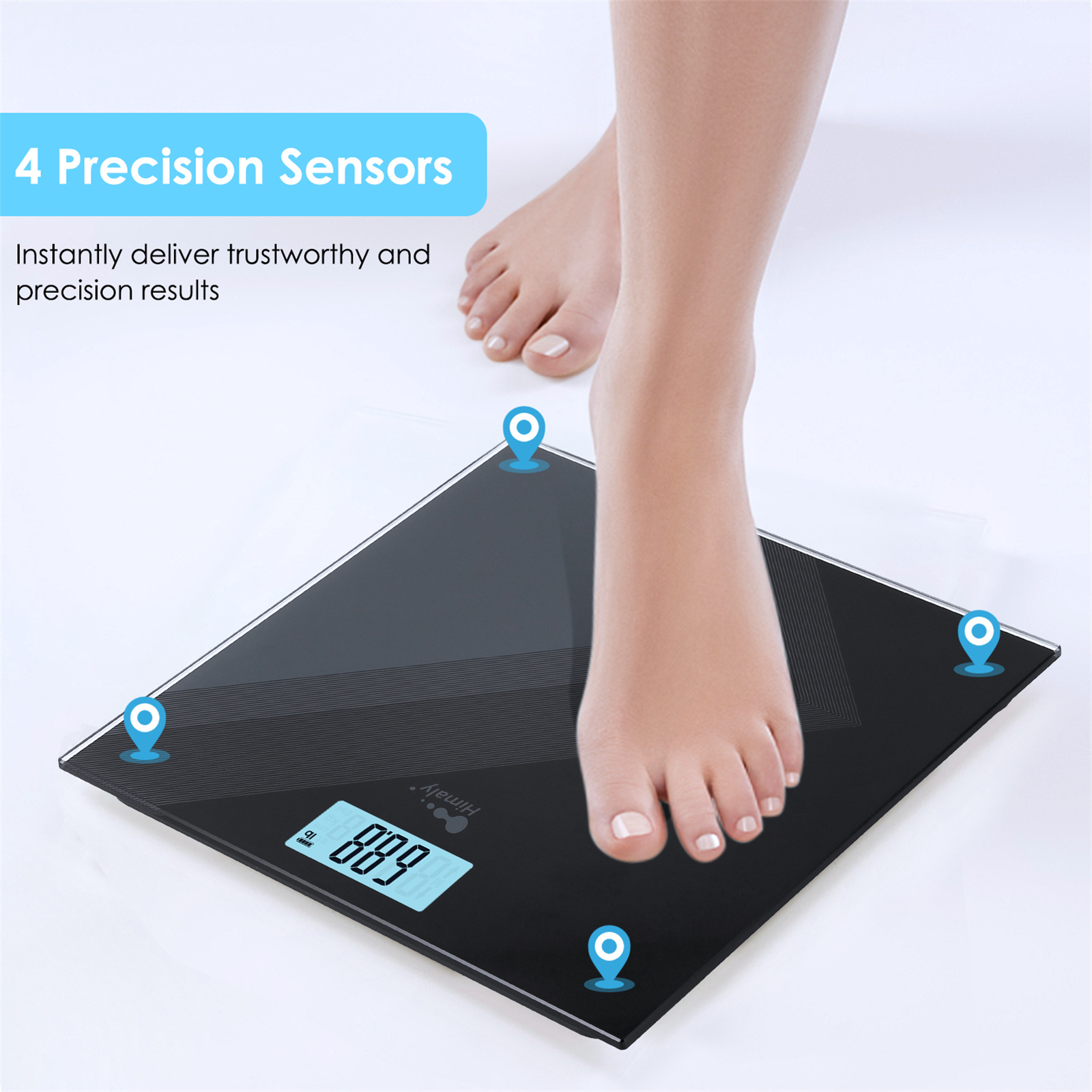 Himaly Digital Body Weight Scale, USB Rechargeable Bathroom Scale with LCD Display, 400Ibs