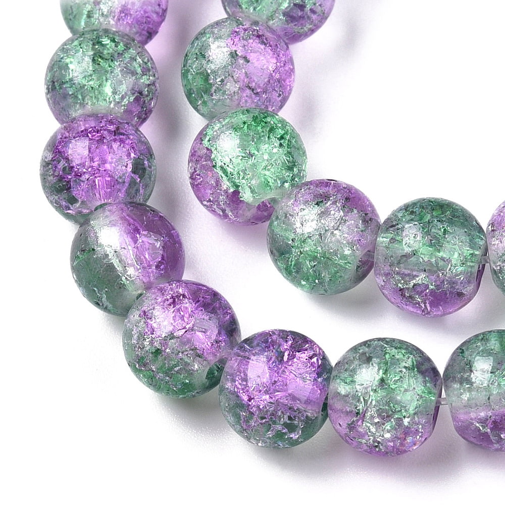 Two-Tone Baking Painted Transparent Glass Beads Strands Round Light Green 8mm Hole: 1.5mm 108~110pcs/strand 30.71 inch~31.50 inch(78~80cm) diy