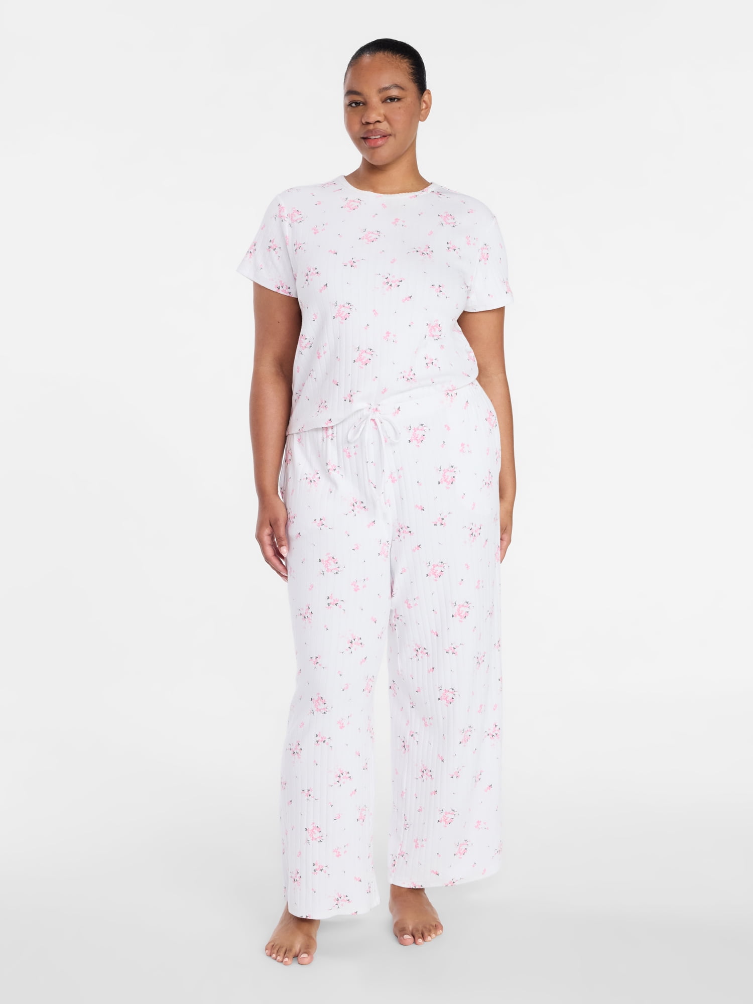 Joyspun Women’s Pointelle Knit Sleepwear Pants, 30'' Inseam, Sizes XS-3X