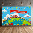 thumbnail image 4 of Colorful Vehicle Themed Backdrop Banner for Kids Happy Birthday Party Decoration Photography Props Background Party Supplies Decors, 4 of 7