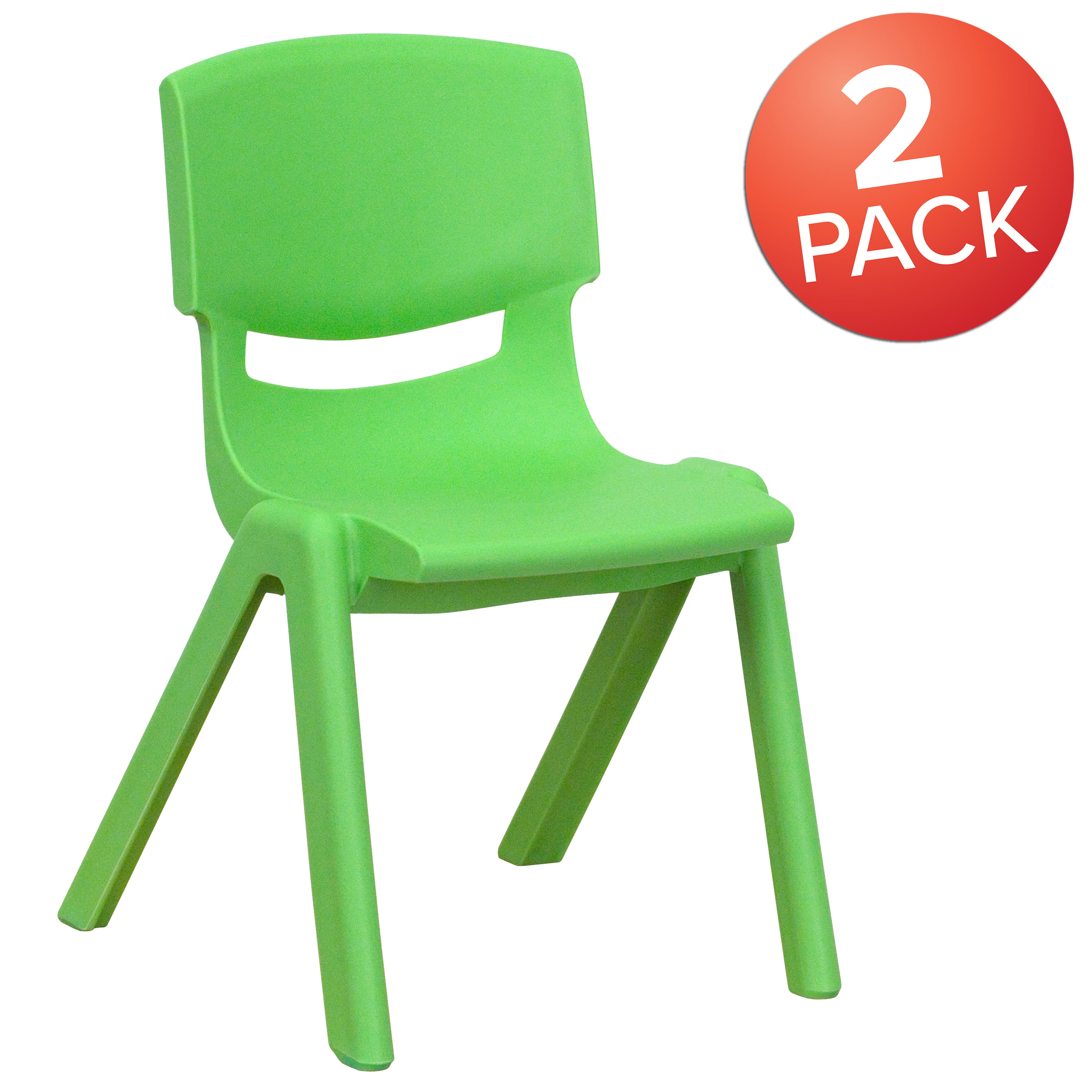 Flash Furniture Whitney 2 Pack Green Plastic Stackable School Chair with 12" Seat Height - image 3 of 13