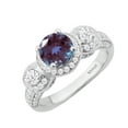 thumbnail image 2 of Sterling Silver with Color Changing Alexandrite, Moisssanite and White Diamond Three Stone Ring, 2 of 3