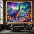 thumbnail image 6 of Sauropod Dinosaur Under Aurora, Mystical Fantasy Style for Dinosaur Lovers, Prehistoric Wall Decor, Housewarming Gift, Tapestry Wall Hanging for Bedroom and Gaming Room, 6 of 7