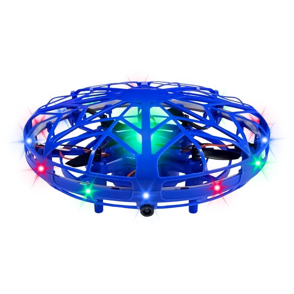 Mini Hand Drone for Kids Adults, 360° Drone Mini Helicopter RC UFO Flying Toy With Colorful light strip, Hand Operated Sensory Flying Drone UFO Toy for Boys Girls, Blue