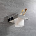 thumbnail image 3 of Vaso de vidrio para baño con soporte para cepillo de dientes de acero inoxidable con montaje en pared, acabado pulido JAMW Sencillez, 3 of 5