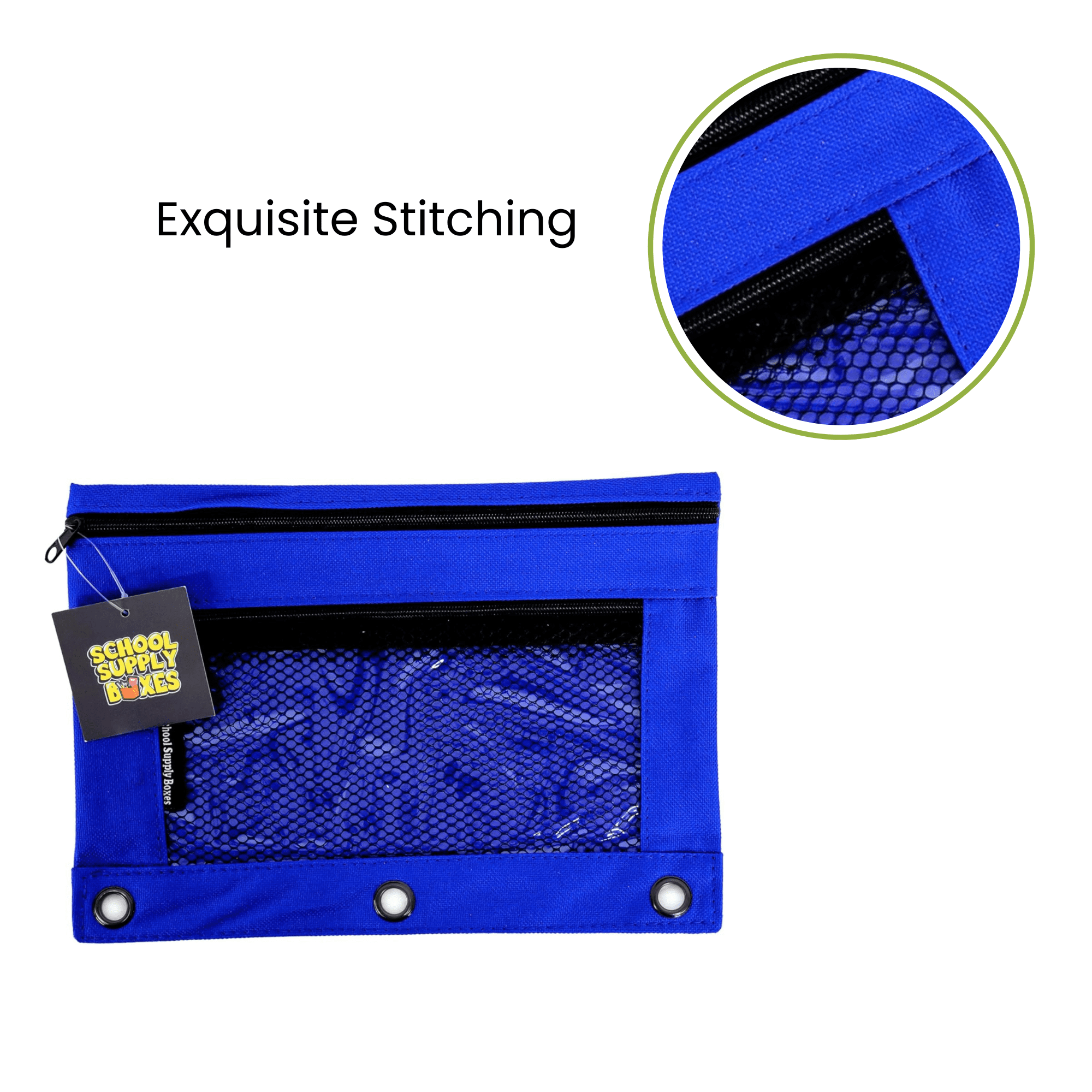 School Supply Boxes | 3 Ring Pencil Bag / Binder Pouch  | 96 Pack | Blue Pencil Bag / Binder Pouch