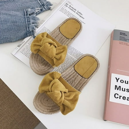 

Women Boho Bowknot Slippers Flip Flops Flat Sandals Shoes for Summer Beach 37