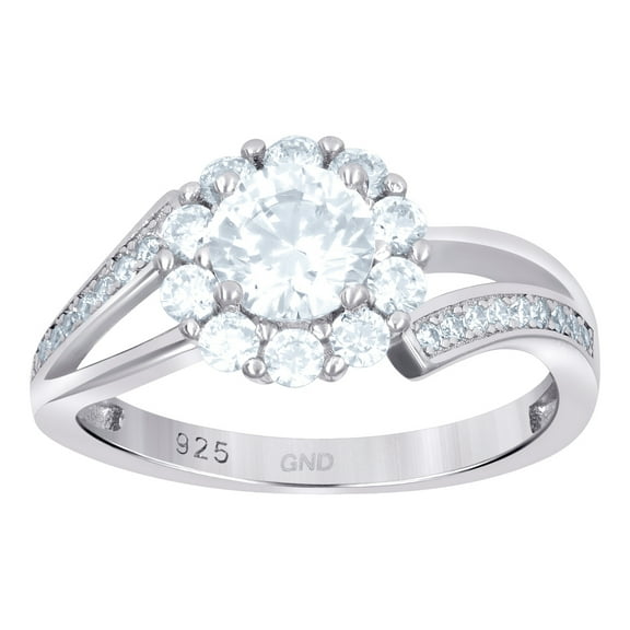925 Sterling Silver Womens Cubic Zirconia Fashion Flower Engagement Ring 9.3x9.4mm Wide Size 6 Engagement Ring for Women