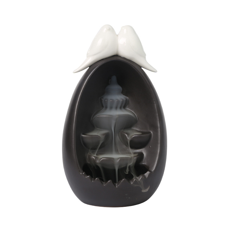 Ncense Burner Incense Holder Ceramic Backflow Incense Burner Creative Alpine Flowing Water Backflow Incense Burner Home Decoration Waterfall Incense Burner (Color : Couple Tiancheng)
