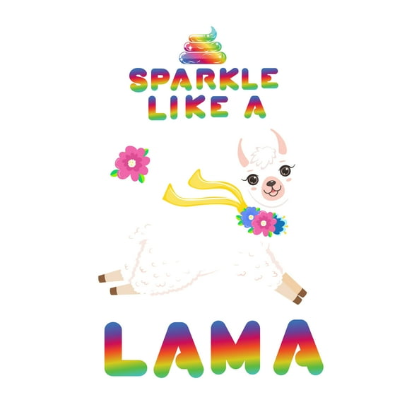 LLAMA - Vinyl Kids Bedroom Sparkle Like A Lama Rainbow Colored Font Lettering Art Decal Sticker Alpaca Animal Design Adhesive Wall Decal - Removable Home Art Multicolored Wall Decoration 12" x 20"