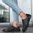 thumbnail image 6 of Black Glitter Sneakers for Women Men Unisex Sparkly Low Top Lace Up Casual Party Festival Shoes with Metallic Accents Non-Slip Sole,Size 5.5, 6 of 7