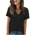 thumbnail image 2 of Zpanxa Womens Summer Tops, Women's Summer V-Neck Solid Color Short Sleeve T-Shirt Casual Comfortable Basic Top Lightweight Breathable Everyday Tee, 2 of 8