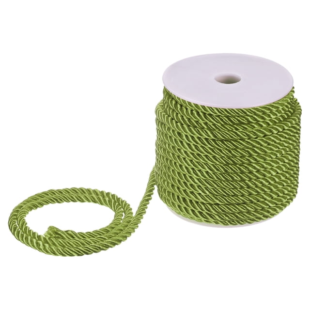 Uxcell 22 Yards Soft Twisted Rope Trim, 5mm/0.2" Army Green Polyester Twisted Silk Rope Cord for DIY Craft