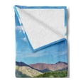 thumbnail image 2 of Cattle Soft Flannel Fleece Throw Blanket, Colorful Herd of Cows on Green Meadow Surrounded by Mountains Nature Composition, Cozy Plush for Indoor and Outdoor Use, 60" x 80", Multicolor, by Ambesonne, 2 of 5