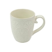 Elama White Lace 16 Piece Round Scallop Stoneware Dinnerware Set in White