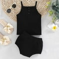 thumbnail image 3 of MEZZALL Baby Girls Spaghetti Solid Color Crop Tops Short Clothes Outfits Set Leisure Dailywear, Black, 6-12 Months, 3 of 7