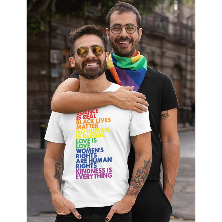 Rainbow Quote Gay Pride Shirt for Men - Love is Love and Equality Slogans - Supportive LGBTQ Apparel - Comfortable and Breathable - Small White Walmart.com