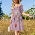 thumbnail image 4 of Vestido de manga corta con flores silvestres, elegantes vestidos de fiesta para mujer, ropa de mujer, 4 of 7