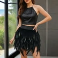 thumbnail image 2 of MORTTIC Women's Unique Faux Feather Mini Skirt Gothic Style Irregular Hem Summer Party Cocktail Skirt Black，S, 2 of 7