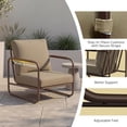 thumbnail image 3 of JXXM 3 Piece Outdoor Chair Set with Side Table, Aluminum Frame, 6.5" Thick Cushions, 24" Wide Seat for Porch Deck Backyard, White, 3 of 9