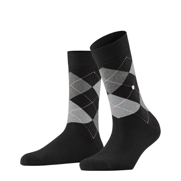 Burlington Calcetines de Mujer - Queen, Calcetines Cortos, Algodón, Diseño de Rombos, Emblema del Logotipo Negro/gris/rosa