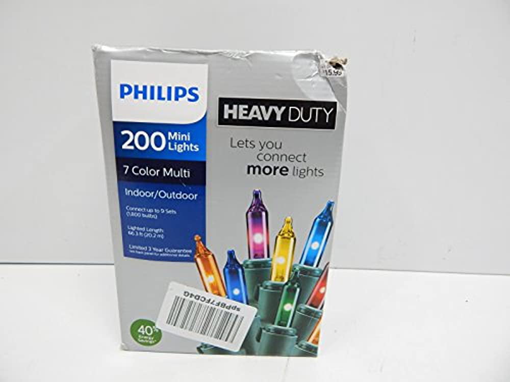 100ct Philips Remains Lit Mini Lights Multi-Color with Green Wire 24.7 FT New 