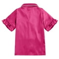 thumbnail image 4 of Cowsor Girls Boys Button Down Satin Pajama Sets 2PCS Ruffle Short Sleeve Top with Shorts Sleepwear Summer Outfit for Teens, 4 of 6