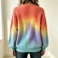 thumbnail image 5 of IUYRTFE Women's Ombre Waffle Knit Crewneck Sweatshirt Long Sleeve Relaxed Fit Casual Pullover Top, 5 of 5