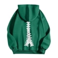 thumbnail image 4 of Halloween Sweatshirt for Women Zip Up Hoodie Oversized Streetwear Skeleton Graphic Pullover Casual Sweatshirt Outerwear for Daily Leisure Green S, 4 of 5