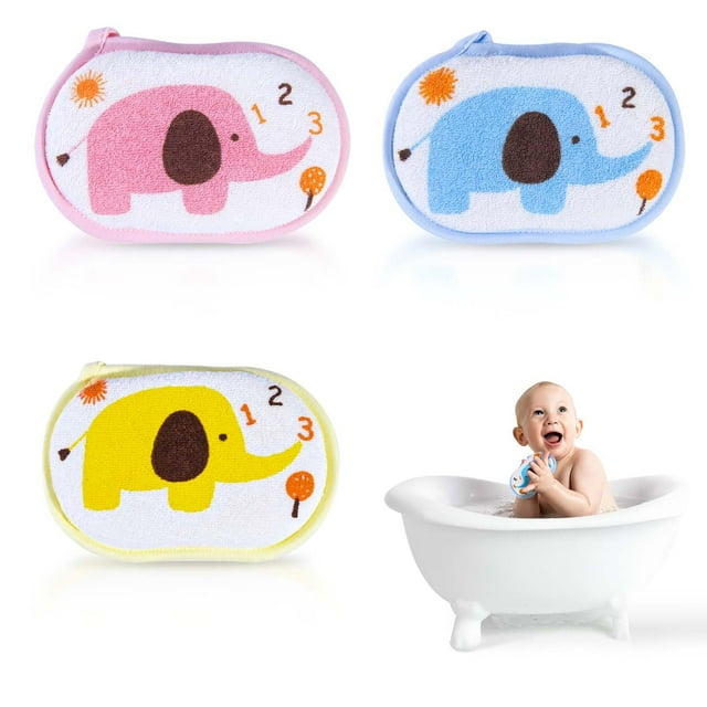 OBTANIM Esponja de baño para bebé, esponja suave de espuma natural para baño, ducha, esponja corporal para niños/bebés/hombres/mujeres, juego de 3