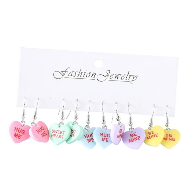 Conjunto de Aretes para El Día de San Valentín Aretes con Forma de Corazón Lindos Y Ligeros Aretes Colgantes con Forma de Corazón para El Día