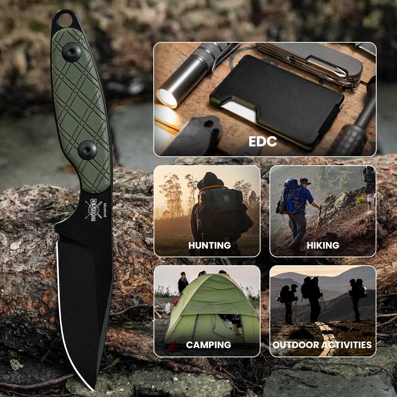 Kizer Muskrat Fixed Blade Knife D2 Blade G10 Handle Pocket Tactical Knives 1064A1