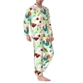 thumbnail image 2 of Naloa Floral Vintage Men’s Pajamas Set - Long Sleeve Button Down Sleep Shirt and Pajama Bottoms Sleepwear Set-Small, 2 of 7
