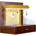 thumbnail image 4 of Designer Wooden Mandir for Home/Temple Home/Pooja Mandir with Lights Colour:-Brown, 21inch x 13inch x 24inch H xL x W, 4 of 5