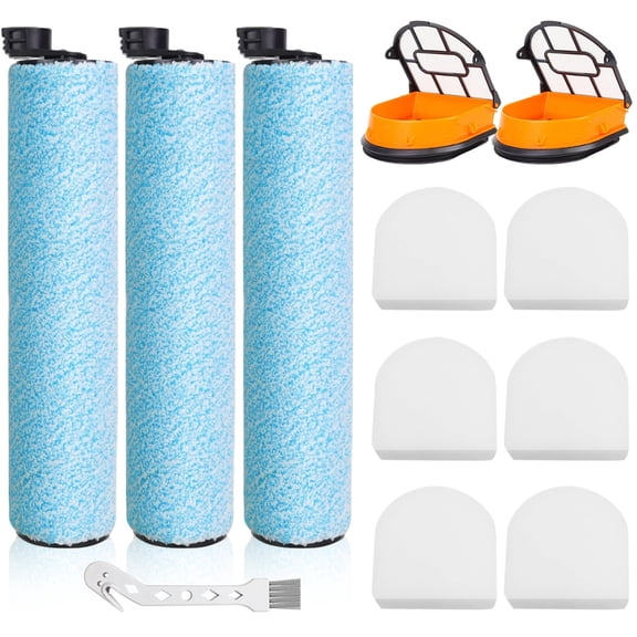 WD160 Replacement Roller Filter Kit Compatible with Shark WD160 WD161 WD260 WD261 WD265 AW261 Vacuum Cleaner | 3 Brush, 2 Filter and 6 Foam Filter