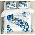 thumbnail image 1 of Letter S King Size Duvet Cover Set, Old Fashioned Alphabet Typography Design in a Frame with Azulejo Motifs, Decorative 3 Piece Bedding Set with 2 Pillow Shams, Blue Yellow Orange, by Ambesonne, 1 of 3