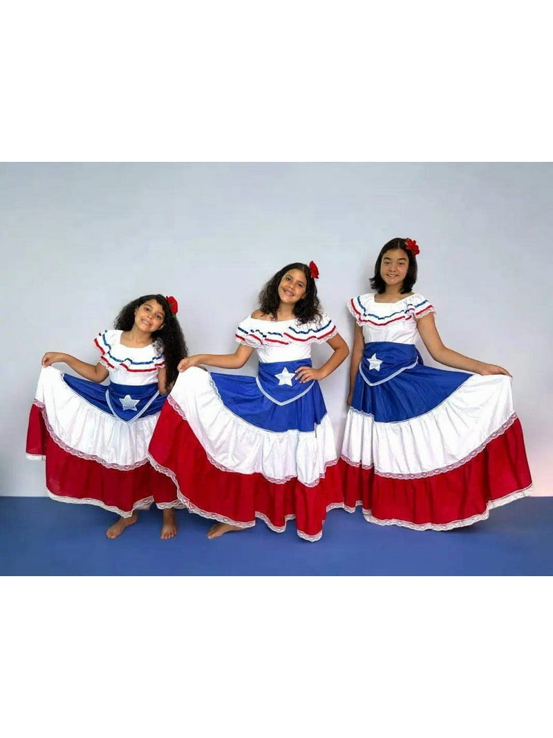 Puerto Rican Traditional Girl Dress with Flag and Star Belt - Walmart.com Puerto Rican Traditional Girl Dress with Flag and Star Belt - Walmart.com
