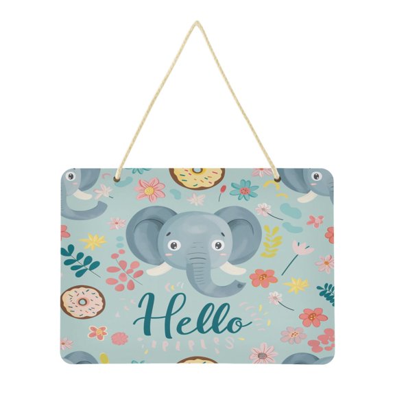 Welcome Sign for Front Door Farmhouse Wall Porch Fall Home Outside Indoor Christmas Decor 14"x10" PVC Hello Elephants Face