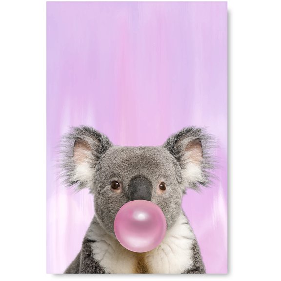 Awkward Styles Cute Koala with Pink Bubble Gum Wall Art Bubble Gum Poster Decor Animal Poster Koala Fine Art Print Painting for Home Art Lovers Gifts Cute Animal Canvas Print Art Koala Painting
