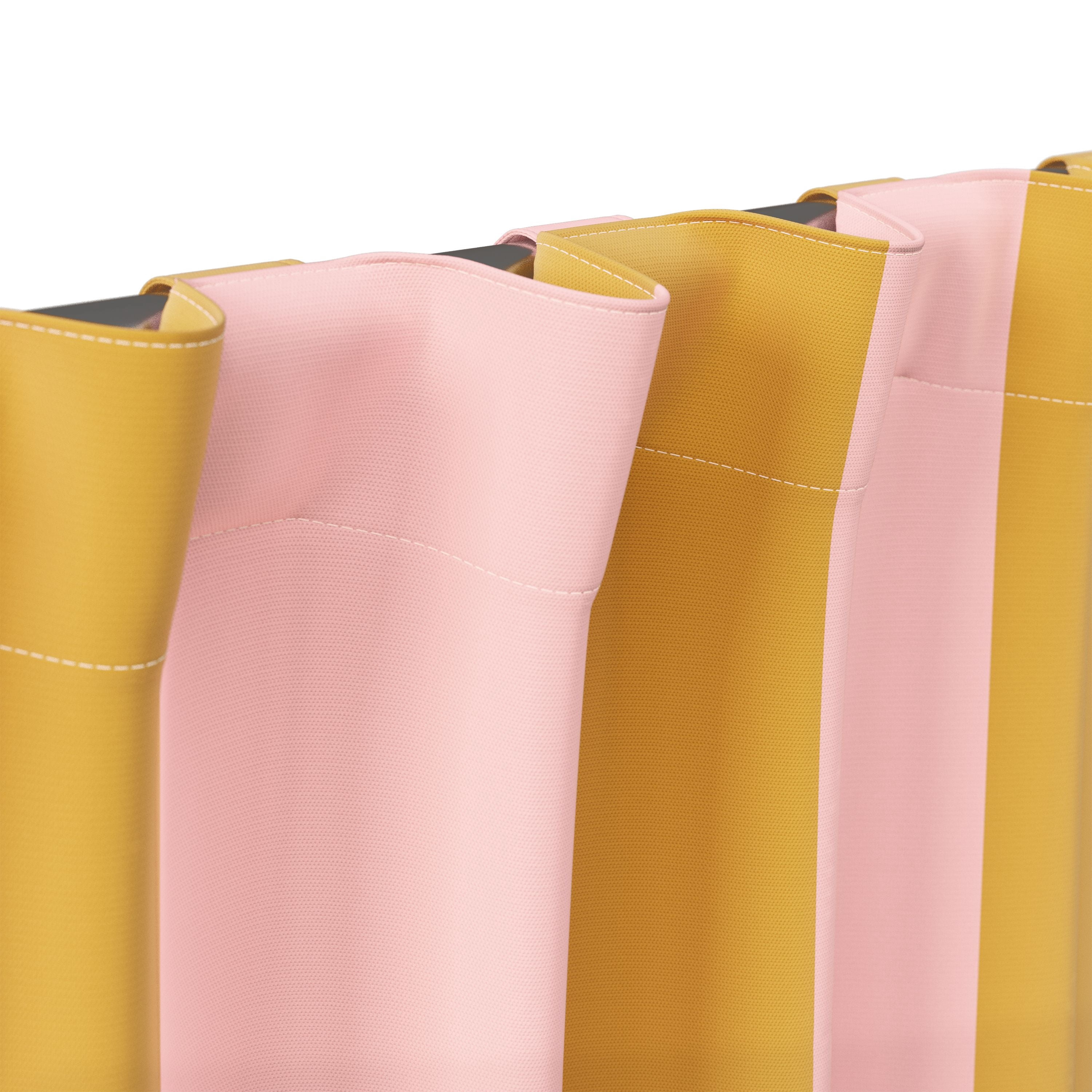 Mainstays Kids Pink and Gold Yellow Cabana Stripe Printed Blackout Rod Pocket with Back Tabs Single Curtain Panel, Set of 1, 38" W x 84" L