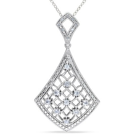 Miabella 3/8 Carat T.G.W. Created White Sapphire and Diamond Accent Sterling Silver Fashion Pendant, 18