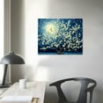 thumbnail image 3 of COMIO Canvas Wall Art for Bedroom Flower Canvas Picture Floral Tree Painting Almond Blossom at Starry Night Landscape Artwork Abstract Lake Blue Teal Yellow Canvas Print for Modern Home Living, 3 of 4