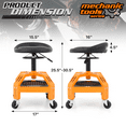 thumbnail image 3 of M-AUTO Rolling Garage Stool, Adjustable Height Mechanic Seat with Tool Tray & 3" Swivel Casters for Workshop Auto Repair Shop, 300 lbs Capacity, Orange, 3 of 10