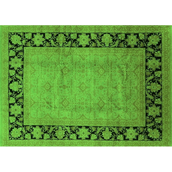Ahgly Company Indoor Rectangle Oriental Green Industrial Area Rugs, 8' x 12'