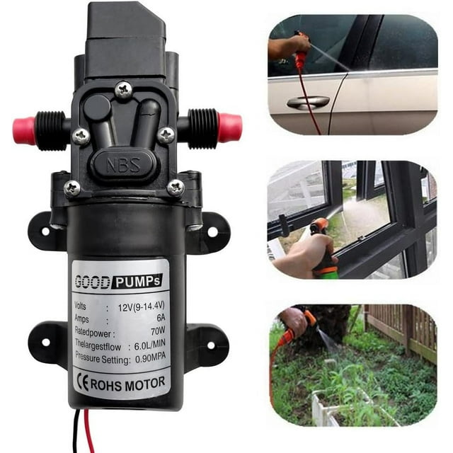 Rociador eléctrico con bomba de agua autocebante de diafragma de 12V CC 70W, para jardín, lavadora de coches, caravana/barco/barco marino, RV Camper