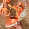 thumbnail image 4 of Pandaie Closed Toe Sandals for Women 3.35 Inch Wedge Platform Espadrilles Heels Lace up Summer Beach Dressy Walking Shoes Size 6-10, 4 of 8