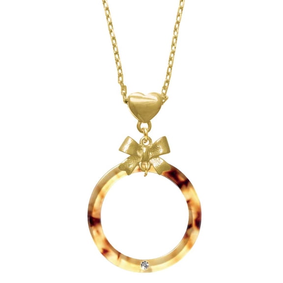 Delight Jewelry Acrylic 1 1/2" Ring with 4mm Crystal Mixed Brown and Yellow Gold tone Heart Necklace