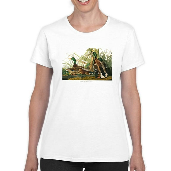 Mallard Ducks. T-Shirt Women -John James Audubon Designs, Female Large